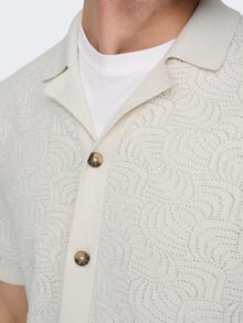 ONLY & SONS Regular Fit Resort collar Knit Cardigan -Antique White - 22028578