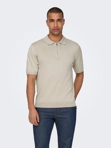 ONLY & SONS Regular Fit Polo Pullover -Silver Lining - 22028606