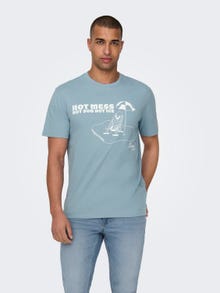 ONLY & SONS Regular Fit Round Neck T-Shirt -Mountain Spring - 22028688