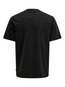 ONLY & SONS Regular Fit Round Neck T-Shirt -Black - 22028752