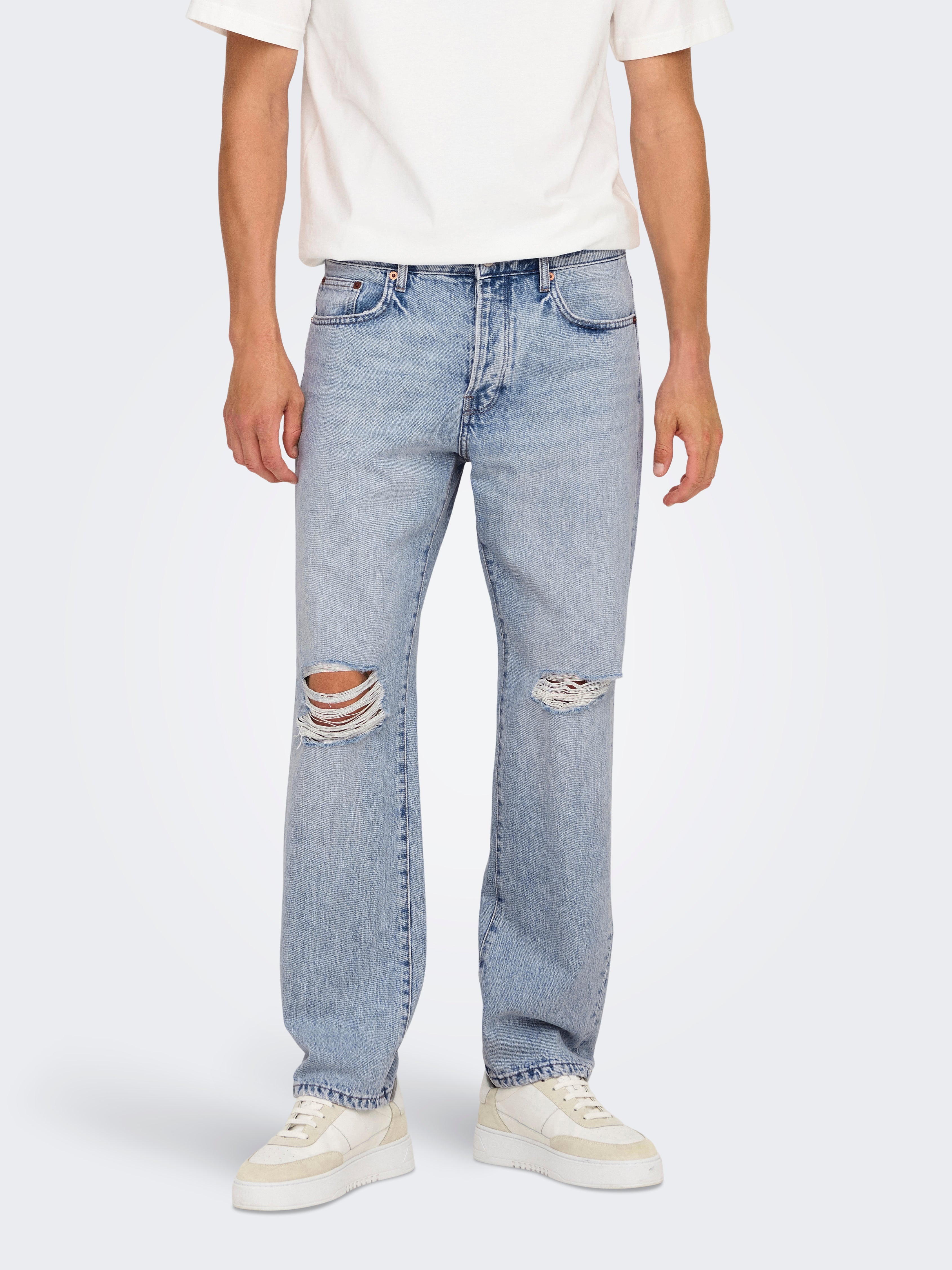 Onsedge Mittlere Taille Gerade Geschnitten Jeans