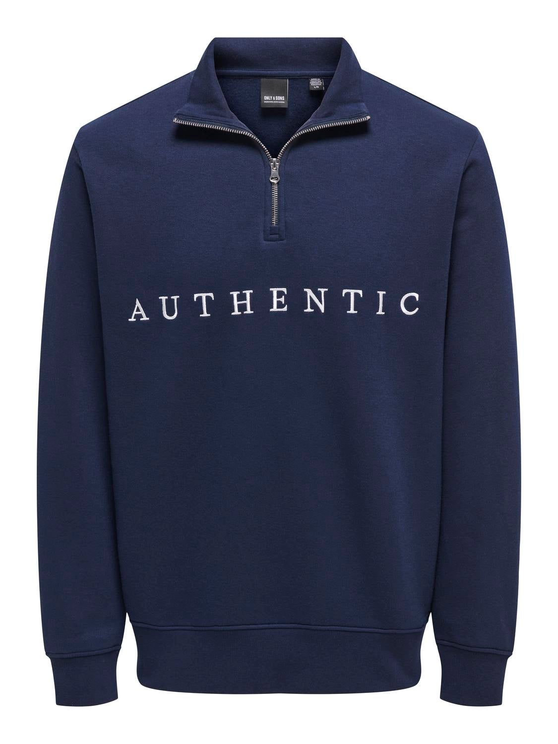 Half-zip sweatshirt with high neck | Dark Blue | ONLY & SONS®