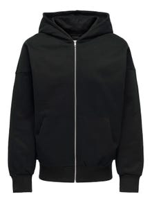 ONLY & SONS Hoodie med hel zip -Black - 22028837