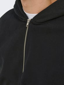 ONLY & SONS Hoodie med hel zip -Black - 22028837