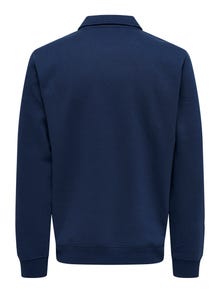 ONLY & SONS Regular Fit High neck Dropped shoulders Sweatshirt -Dress Blues - 22029048