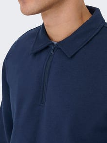 ONLY & SONS Regular Fit High neck Dropped shoulders Sweatshirt -Dress Blues - 22029048