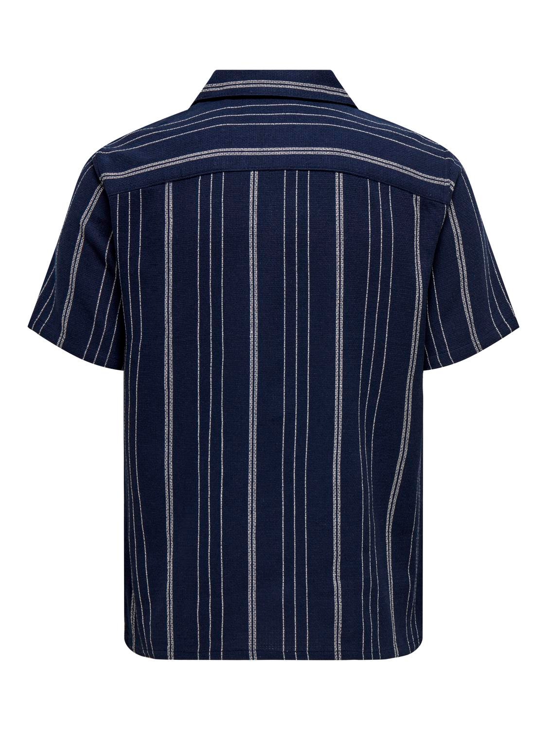 ONLY & SONS Regular Fit Resort collar Shirt -Dark Navy - 22029099