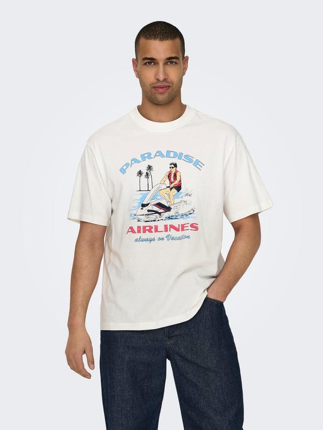 ONLY & SONS Krój swobodny Okrągły dekolt T-shirt - 22029435
