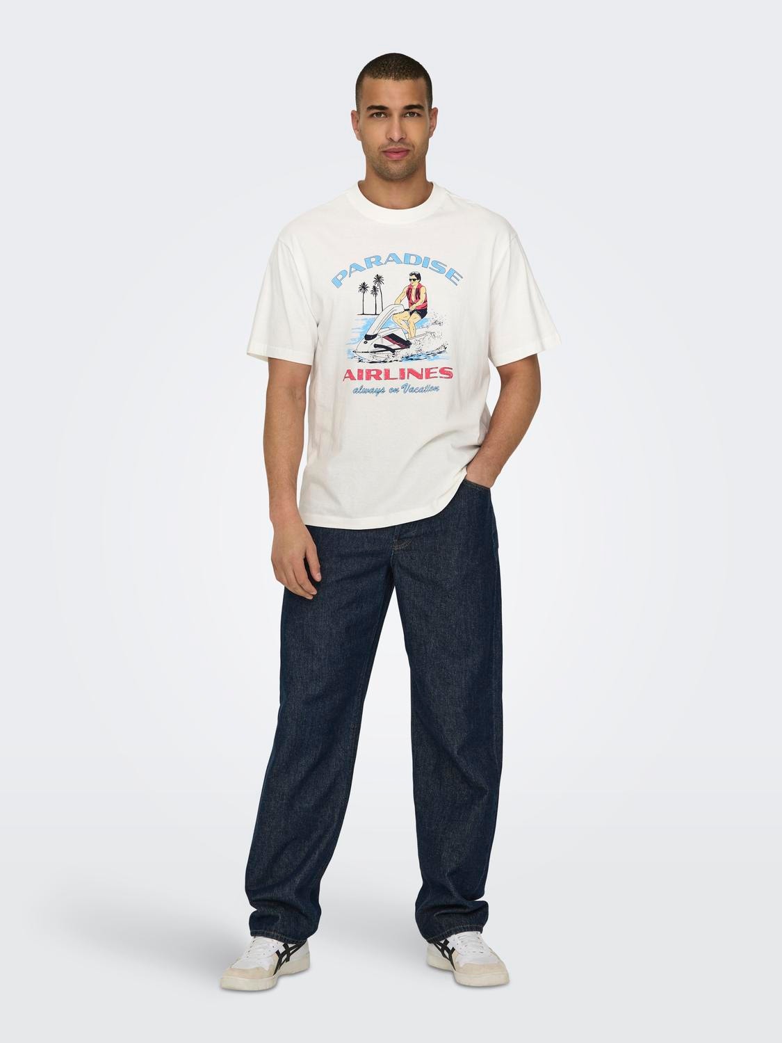 ONLY & SONS O-hals t-shirt  -Cloud Dancer - 22029435