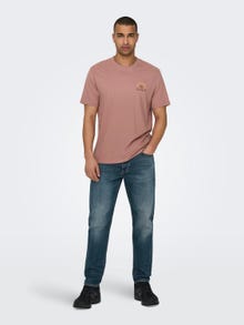 ONLY & SONS T-shirts Regular Fit Col rond -Burlwood - 22029483