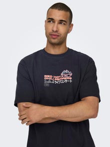 ONLY & SONS Relaxed Fit Round Neck T-Shirt -Dark Navy - 22029525