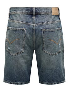 ONLY & SONS ONSEDGE Mid waist Straight Fit Shorts -Dark Blue Denim - 22029648