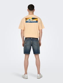 ONLY & SONS ONSEDGE Mid waist Straight Fit Shorts -Dark Blue Denim - 22029648