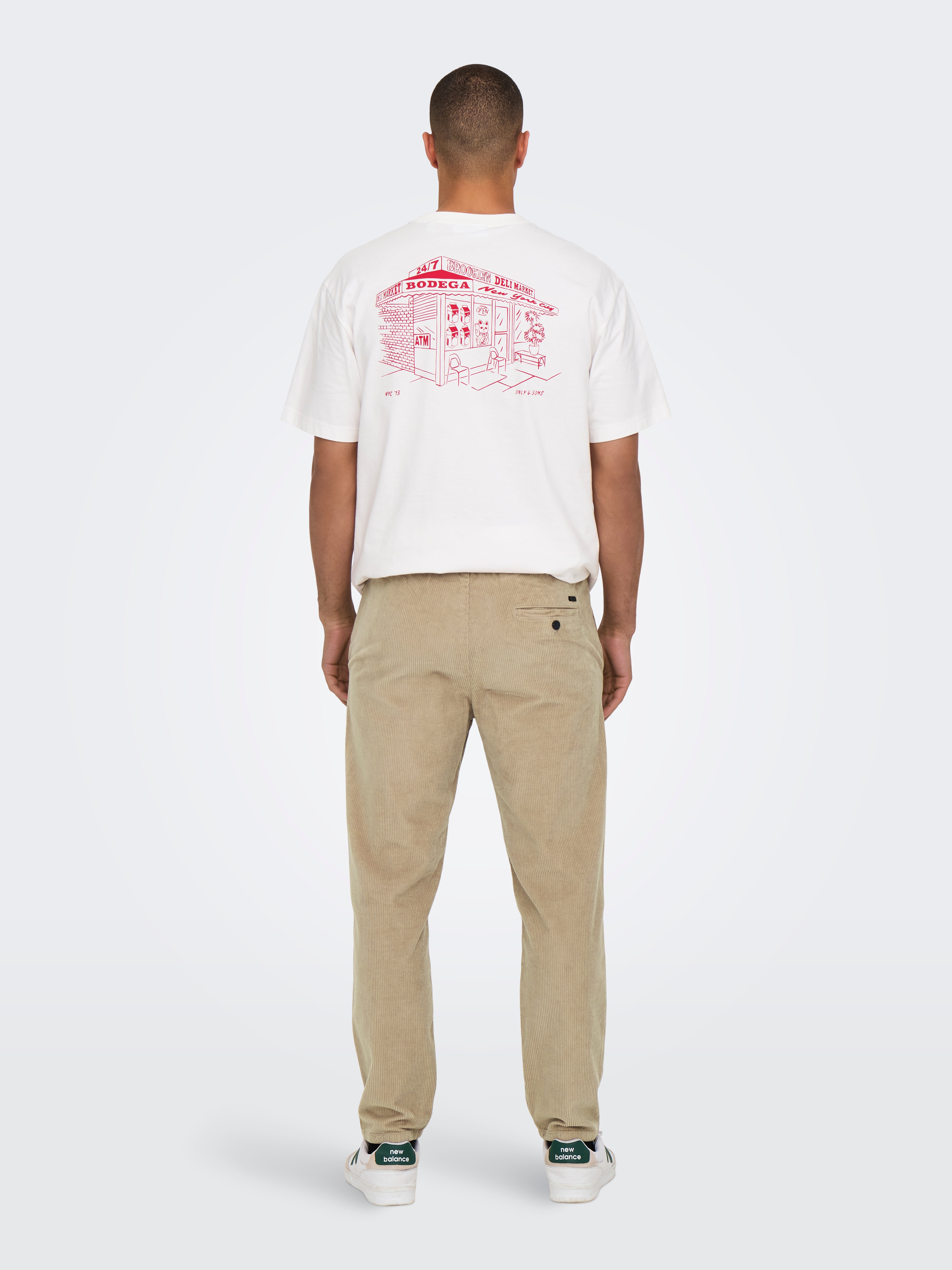 ONLY & SONS Onslinus 9912 - Pantaloni Uomo In Velluto A Coste Elasticizzato, Vita Regolabile Con Cordino, Colore Classico