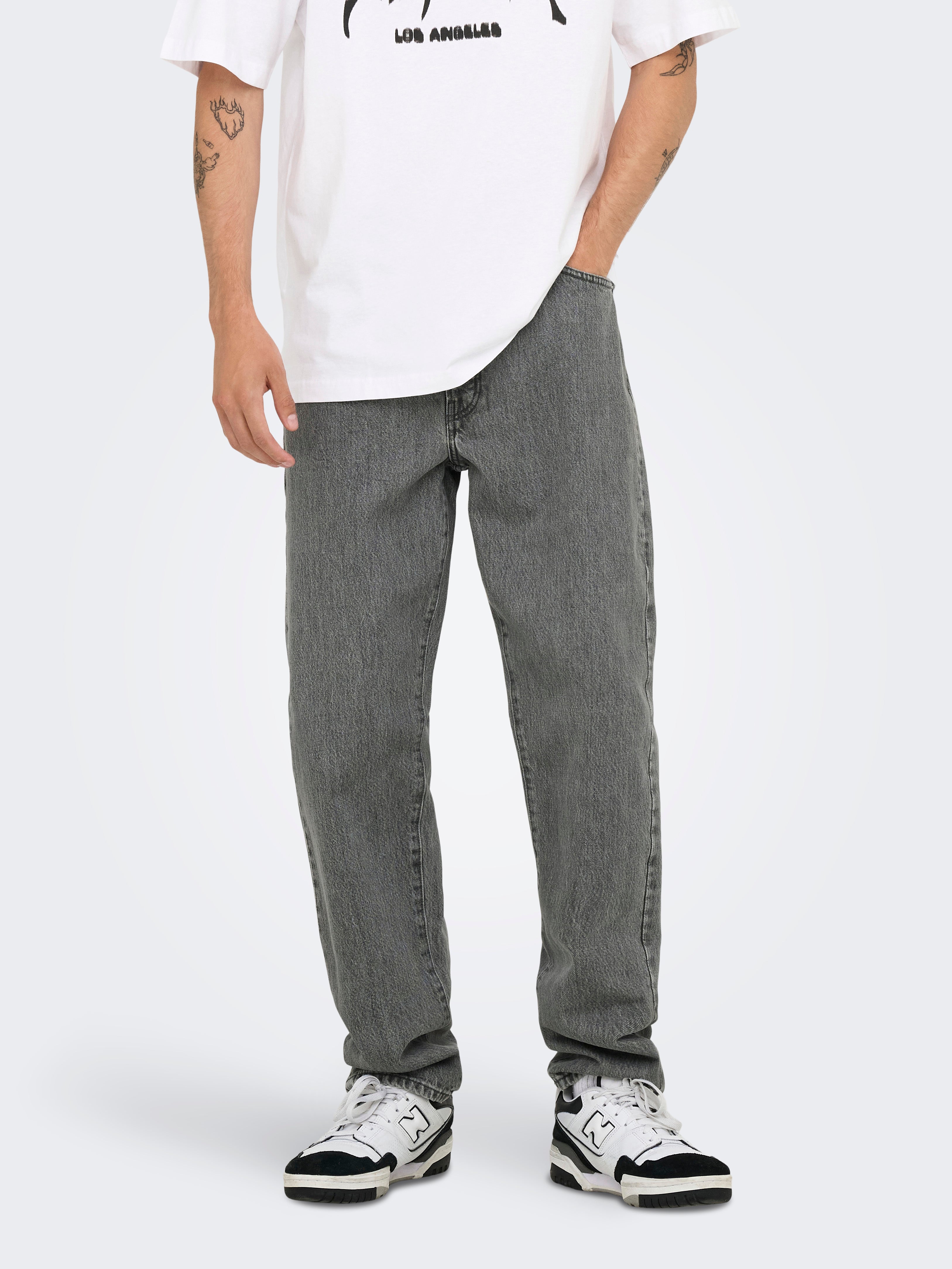 Onstye Mittlere Taille Locker Geschnitten Jeans