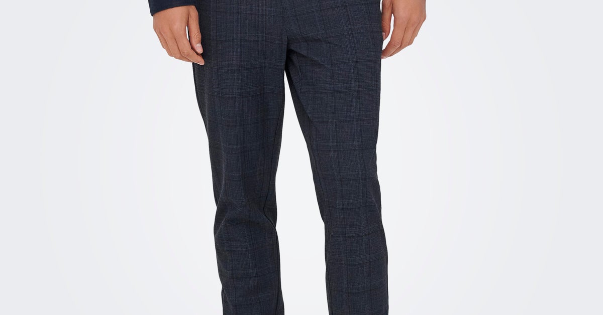 Only & Sons Onsbrad Life Slim Check 0184 - Pantaloni Chino Uomo A Quadri, Vestibilità Slim, Casual E Di Classe
