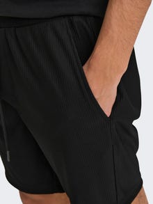 ONLY & SONS ONSTEL Vidutinio aukščio juosmuo Klasikinis kirpimas Šortai -Black - 22030477