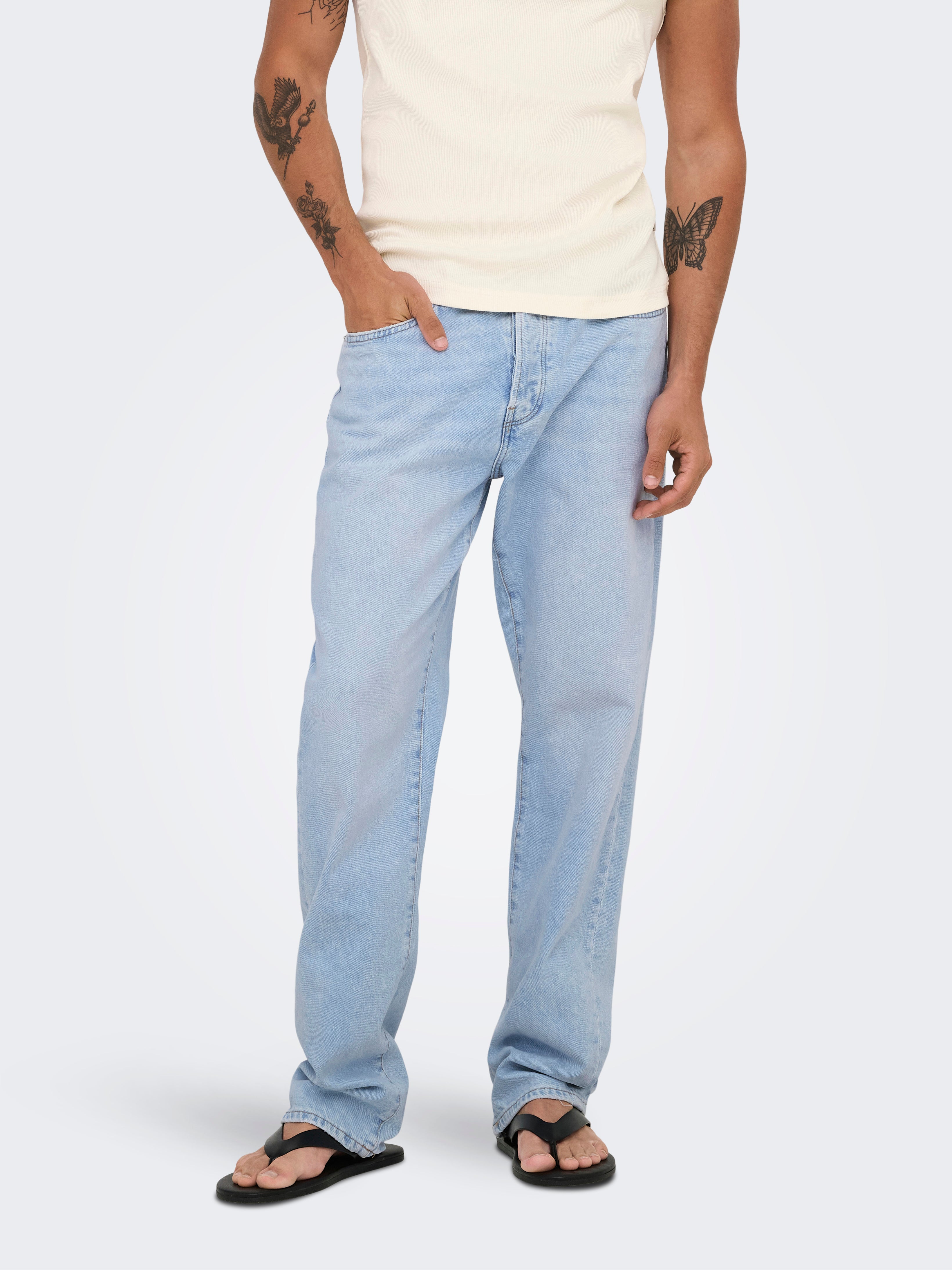 Onsedge Mittlere Taille Gerade Geschnitten Jeans