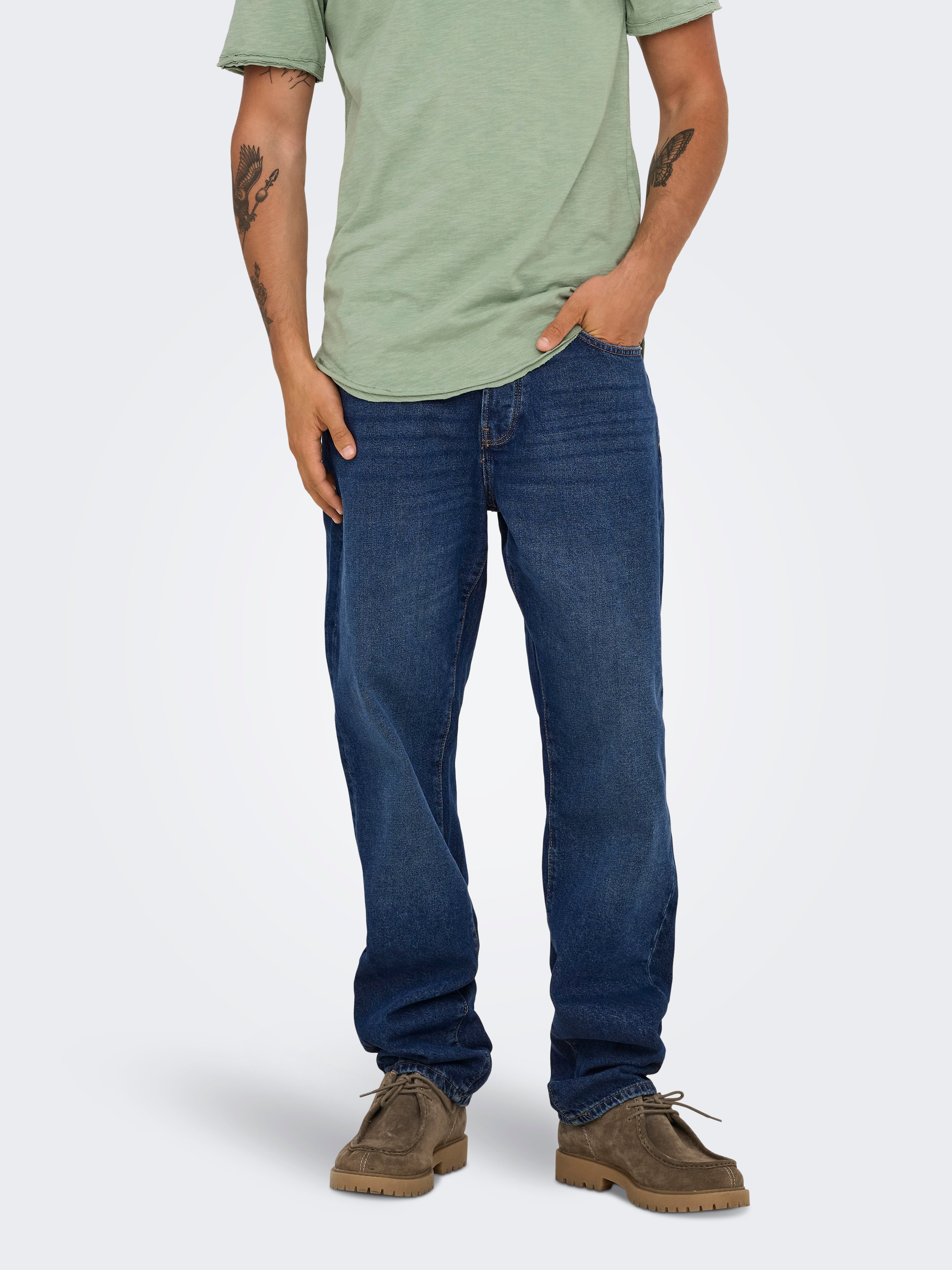 Onsedge Mittlere Taille Gerade Geschnitten Jeans