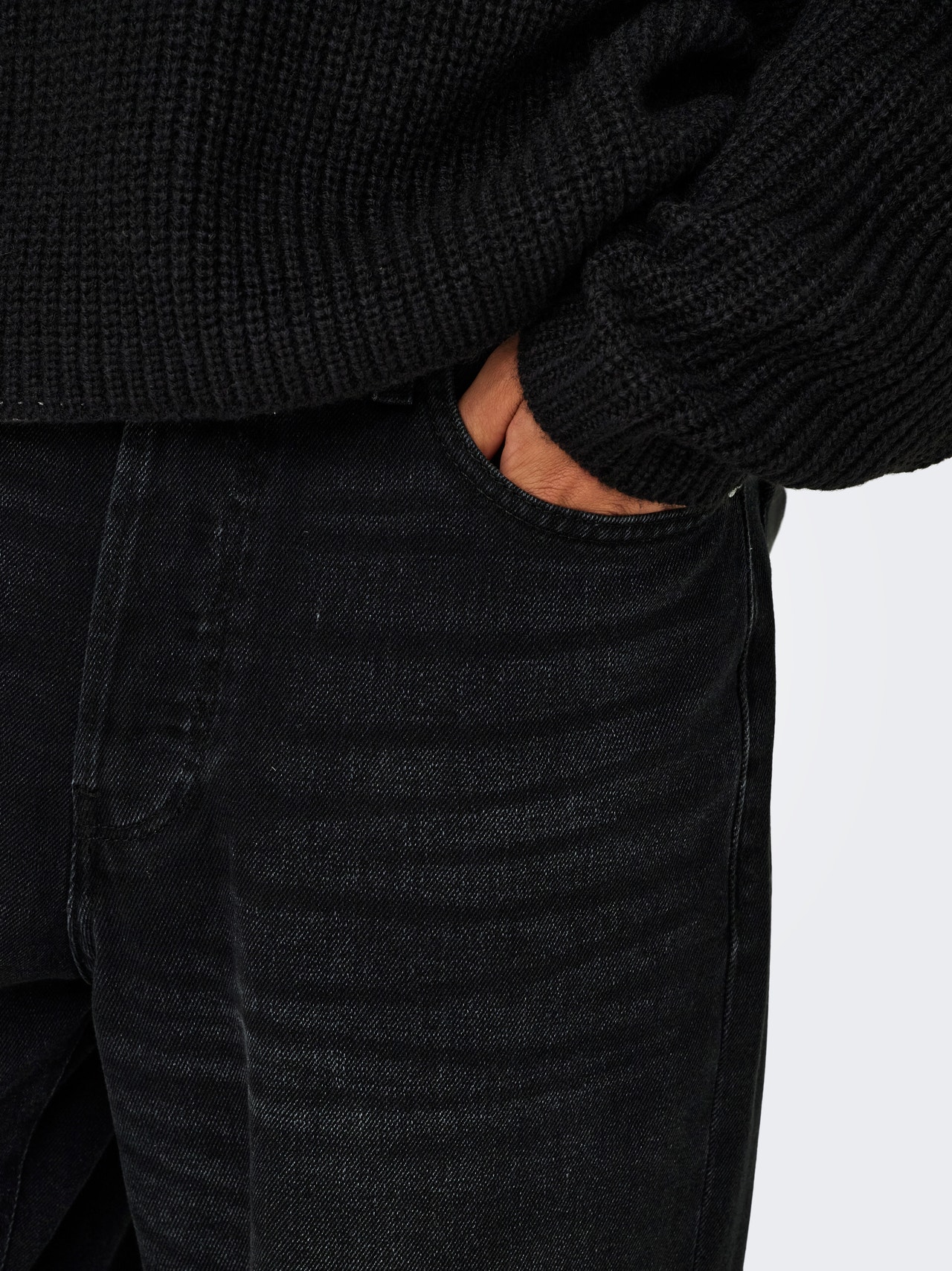 ONLY & SONS Ruumikas lõige Keskmine vöökoht Teksad -Washed Black - 22031146