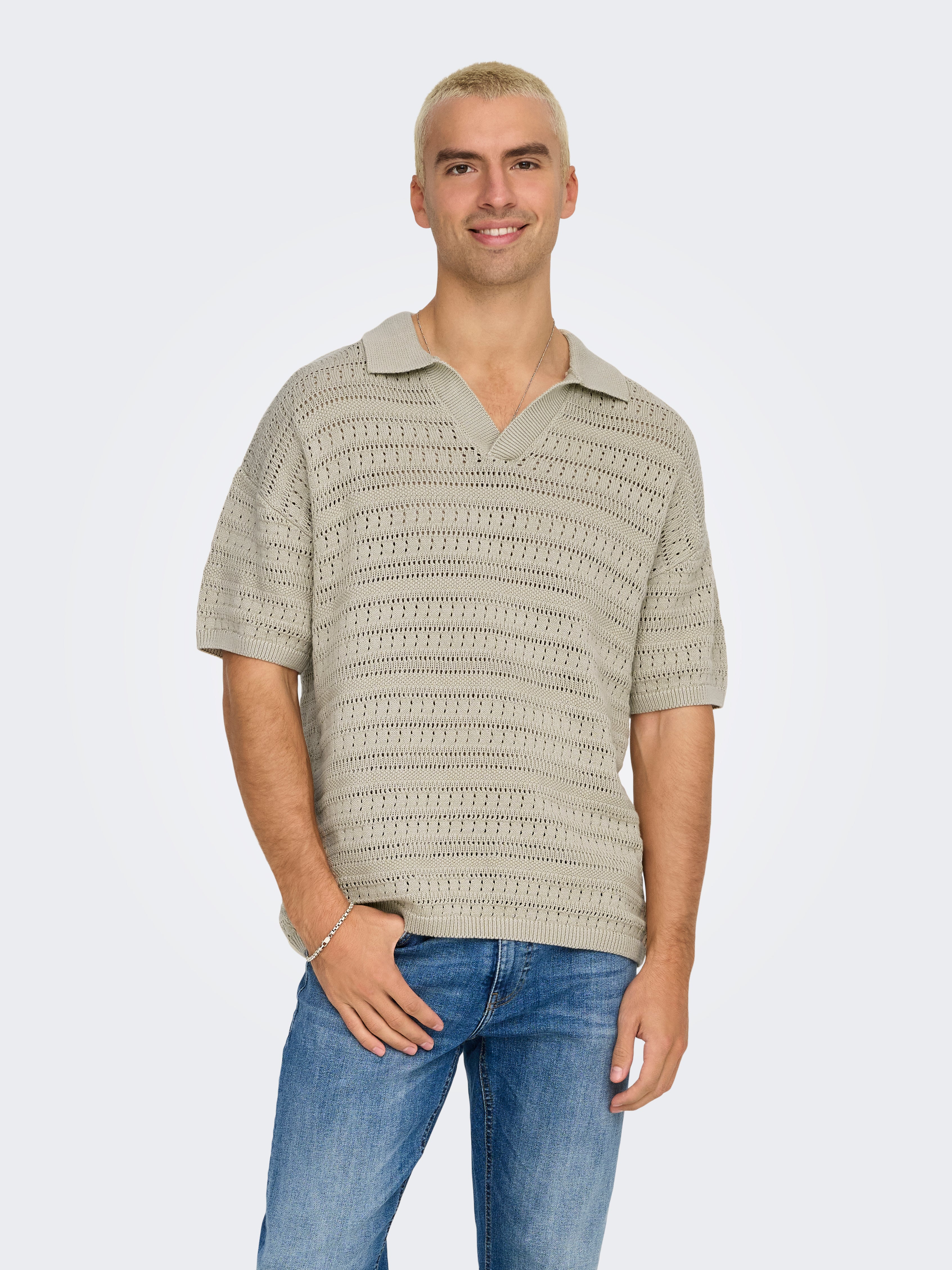 Onsgrayson Gestricktes Poloshirt