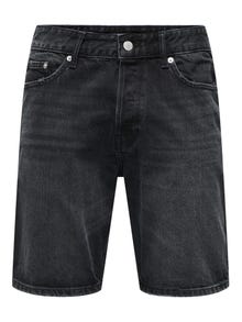 ONLY & SONS Ravno pristajanje Srednji uspon Kratke hlače -Black Denim - 22032047