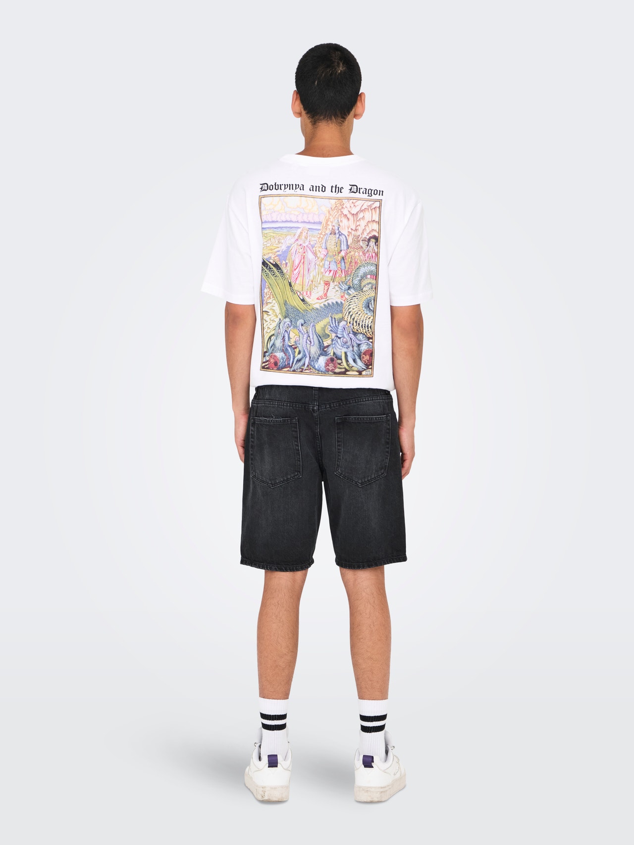 ONLY & SONS Ravno pristajanje Srednji uspon Kratke hlače -Black Denim - 22032047