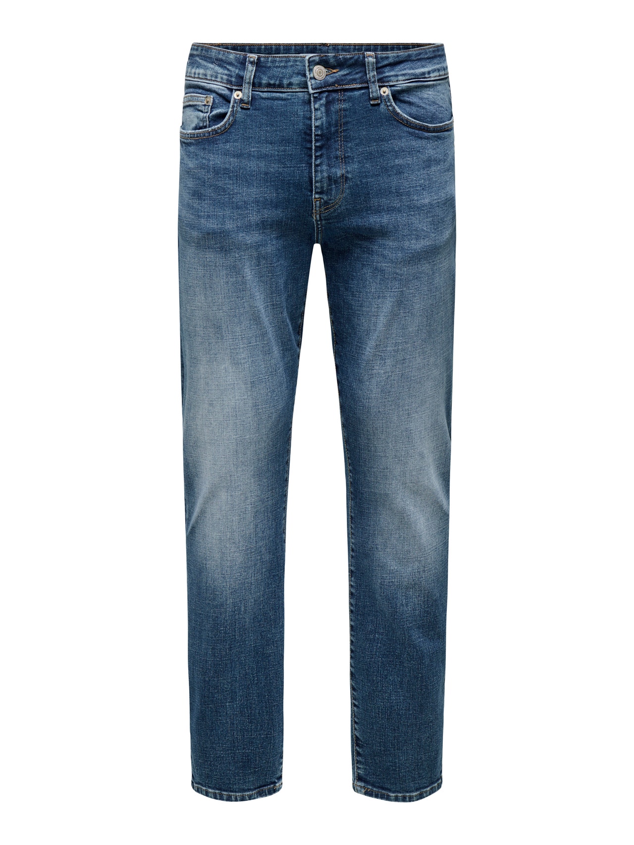ONLY & SONS ONSWEFT Vidutinio aukščio juosmuo Klasikinis kirpimas Džinsai -Dark Medium Blue Denim - 22032139