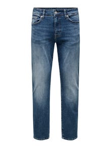 ONLY & SONS ONSWEFT Vidutinio aukščio juosmuo Klasikinis kirpimas Džinsai -Dark Medium Blue Denim - 22032139