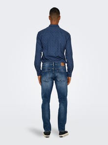 ONLY & SONS ONSWEFT Vidutinio aukščio juosmuo Klasikinis kirpimas Džinsai -Dark Medium Blue Denim - 22032139