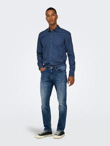ONLY & SONS ONSWEFT Vidutinio aukščio juosmuo Klasikinis kirpimas Džinsai -Dark Medium Blue Denim - 22032139