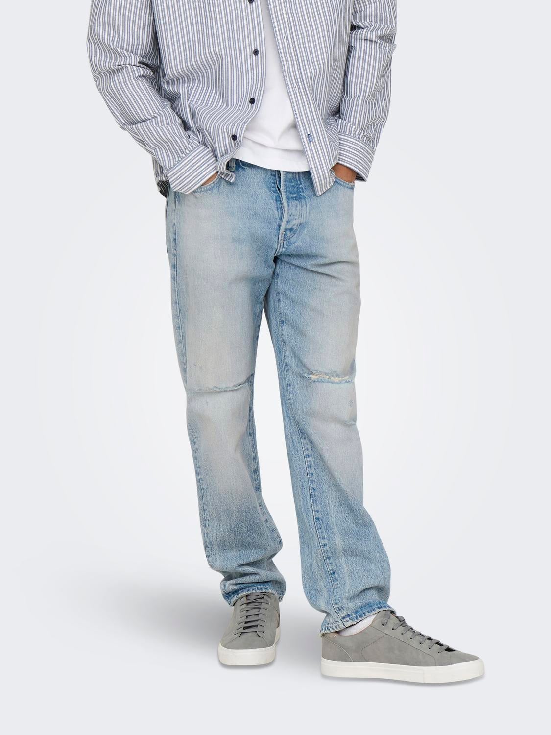 Onsedge Mittlere Taille Gerade Geschnitten Jeans