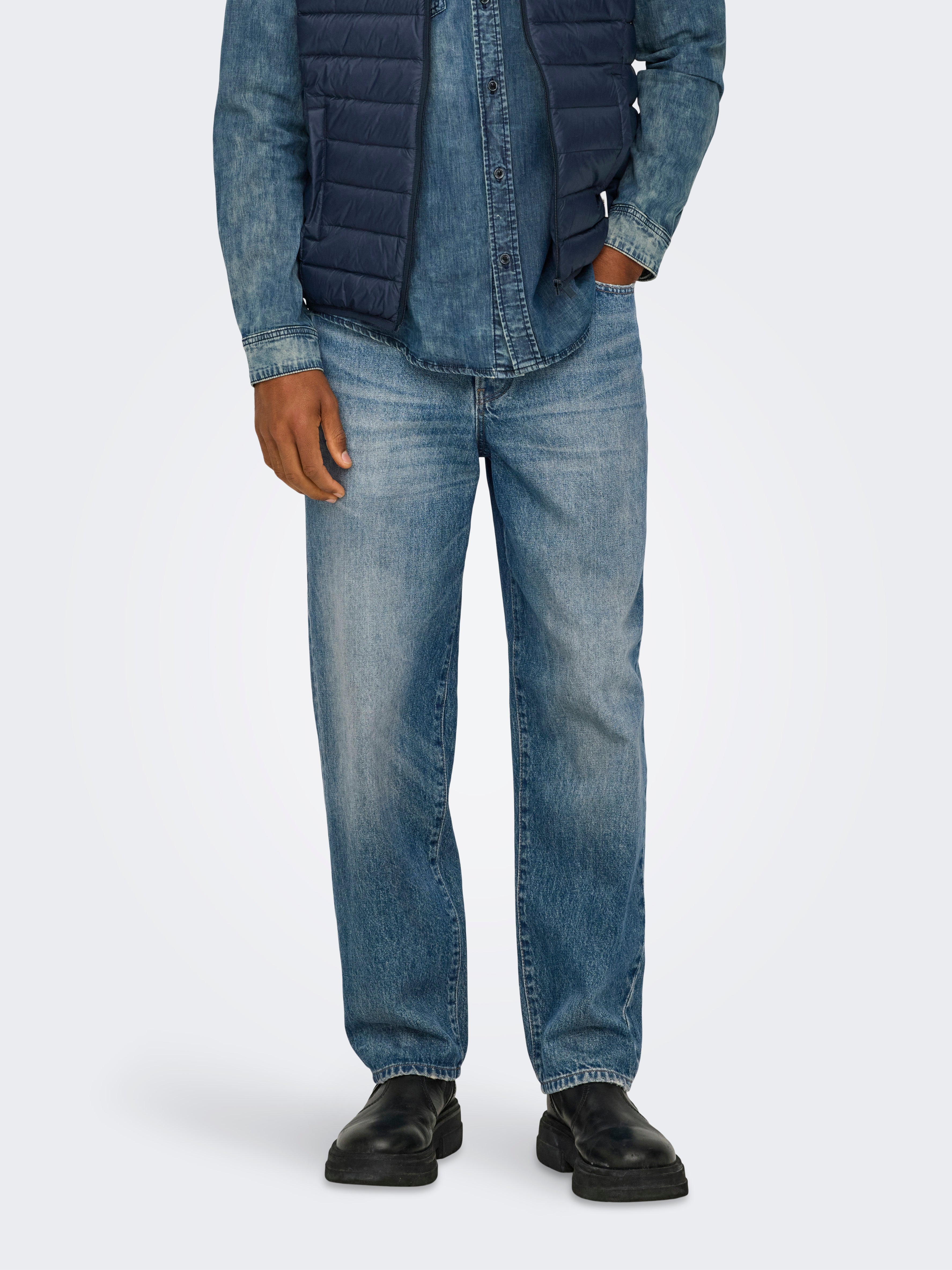 Onsedge Mittlere Taille Gerade Geschnitten Jeans