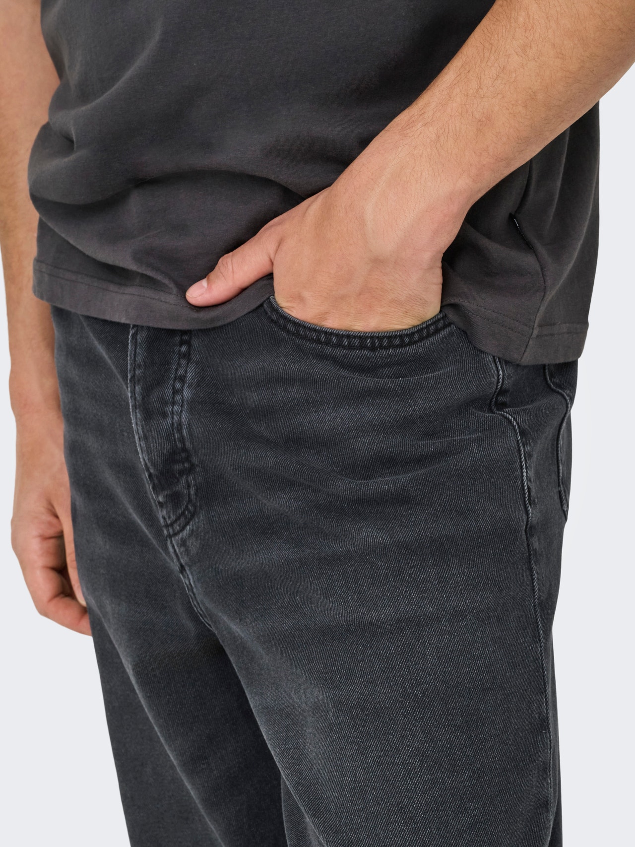 ONLY & SONS Ruumikas lõige Kõrge vöökoht Teksad -Washed Black - 22032717