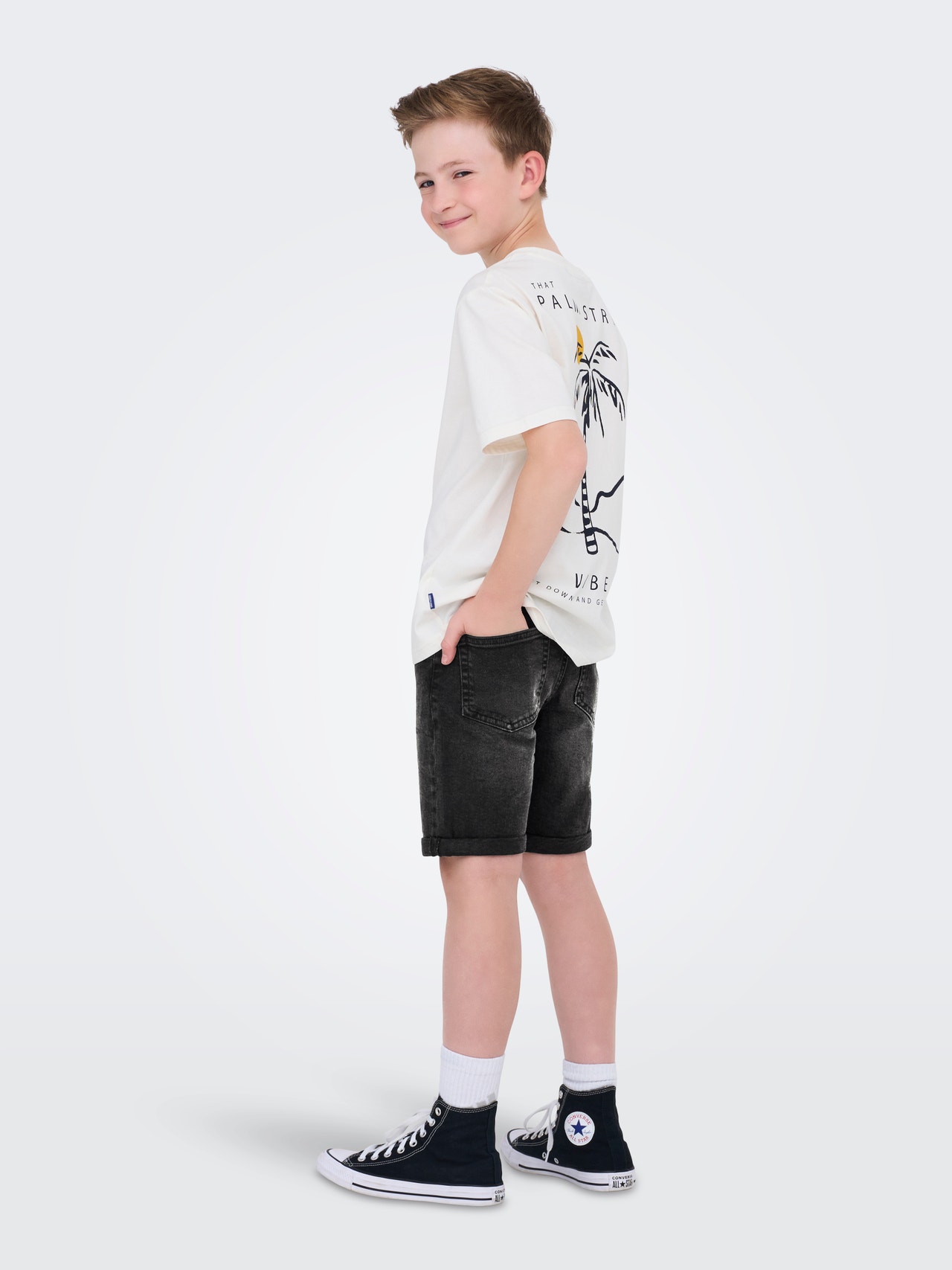 ONLY & SONS Redovno prianjanje Srednji uspon JUNIOR Kratke hlače -Washed Black - 22032796