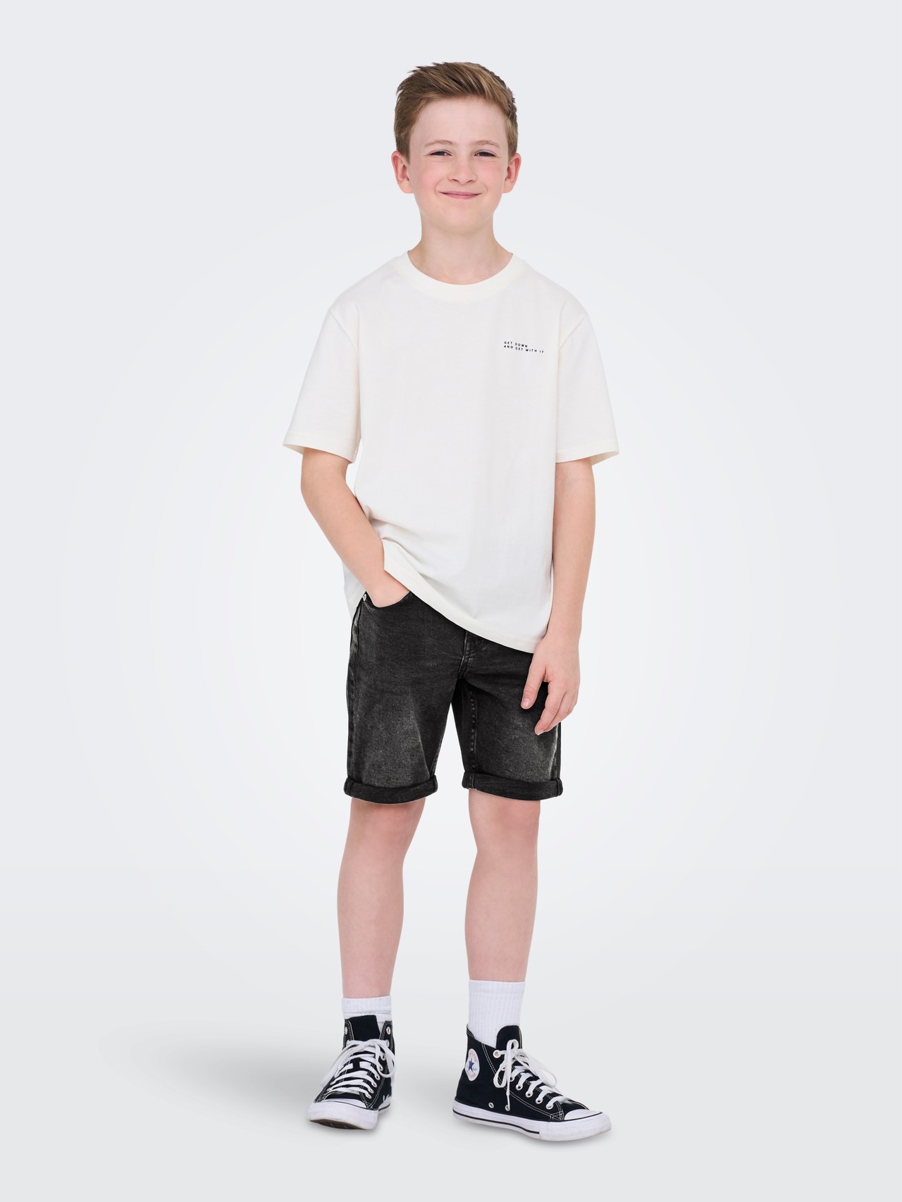 ONLY & SONS Redovno prianjanje Srednji uspon JUNIOR Kratke hlače -Washed Black - 22032796