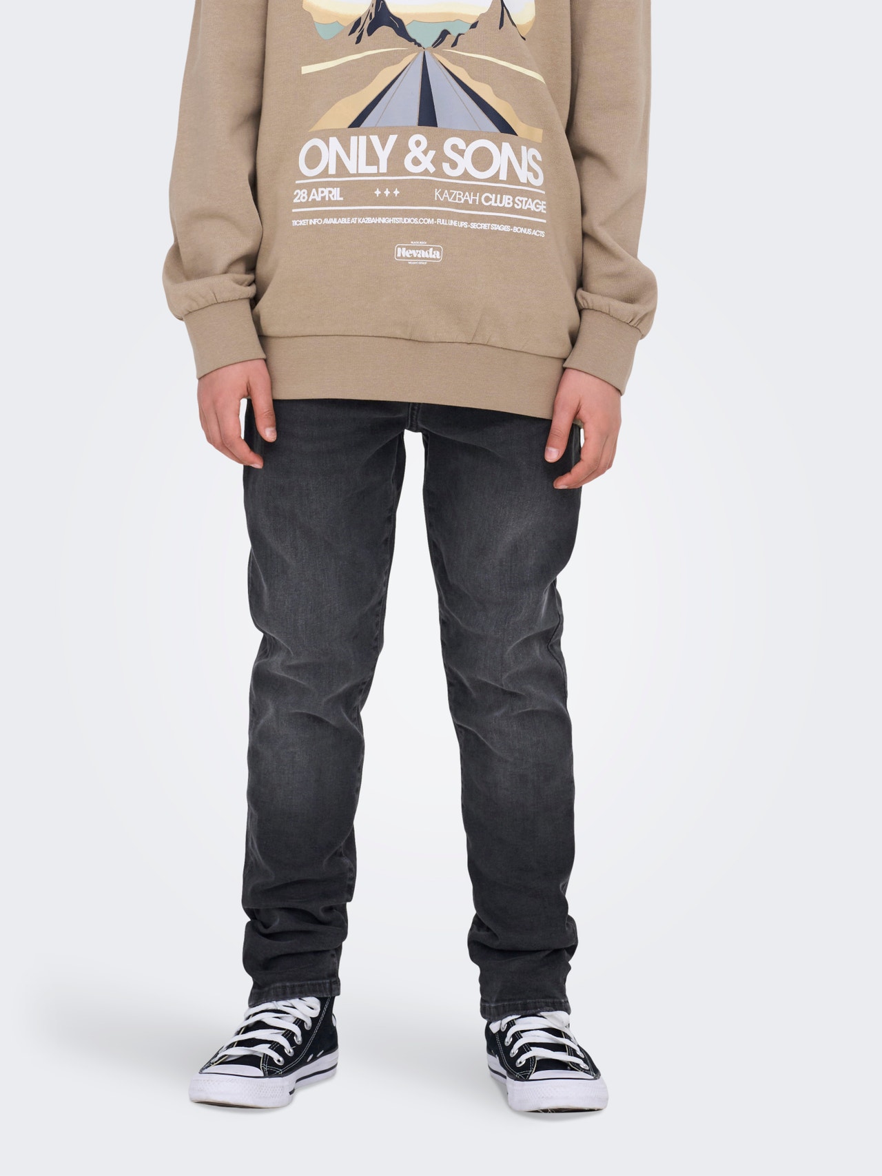 ONLY & SONS OSJYOKE Mid rise Tapered fit Jeans -Washed Black - 22032845