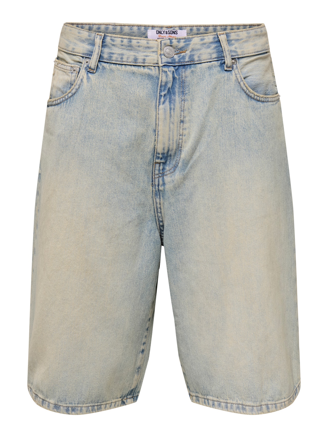 ONLY & SONS ONSCARL Middels høyt snitt Balloon Fit Shorts -Light Blue Bleached Denim - 22032960