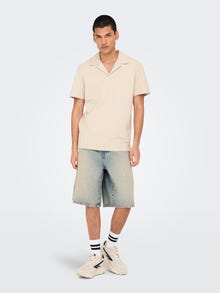 ONLY & SONS ONSCARL Middels høyt snitt Balloon Fit Shorts -Light Blue Bleached Denim - 22032960
