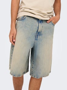 ONLY & SONS ONSCARL Middels høyt snitt Balloon Fit Shorts -Light Blue Bleached Denim - 22032960