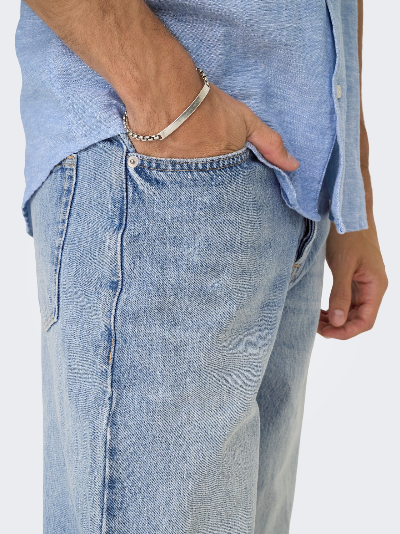 ONLY & SONS Ruumikas lõige Keskmine vöökoht Teksad -Light Blue Denim - 22033146