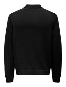 ONLY & SONS Regulāra piemērotība V-kakls Adīt Kardigānu -Black - 22033805