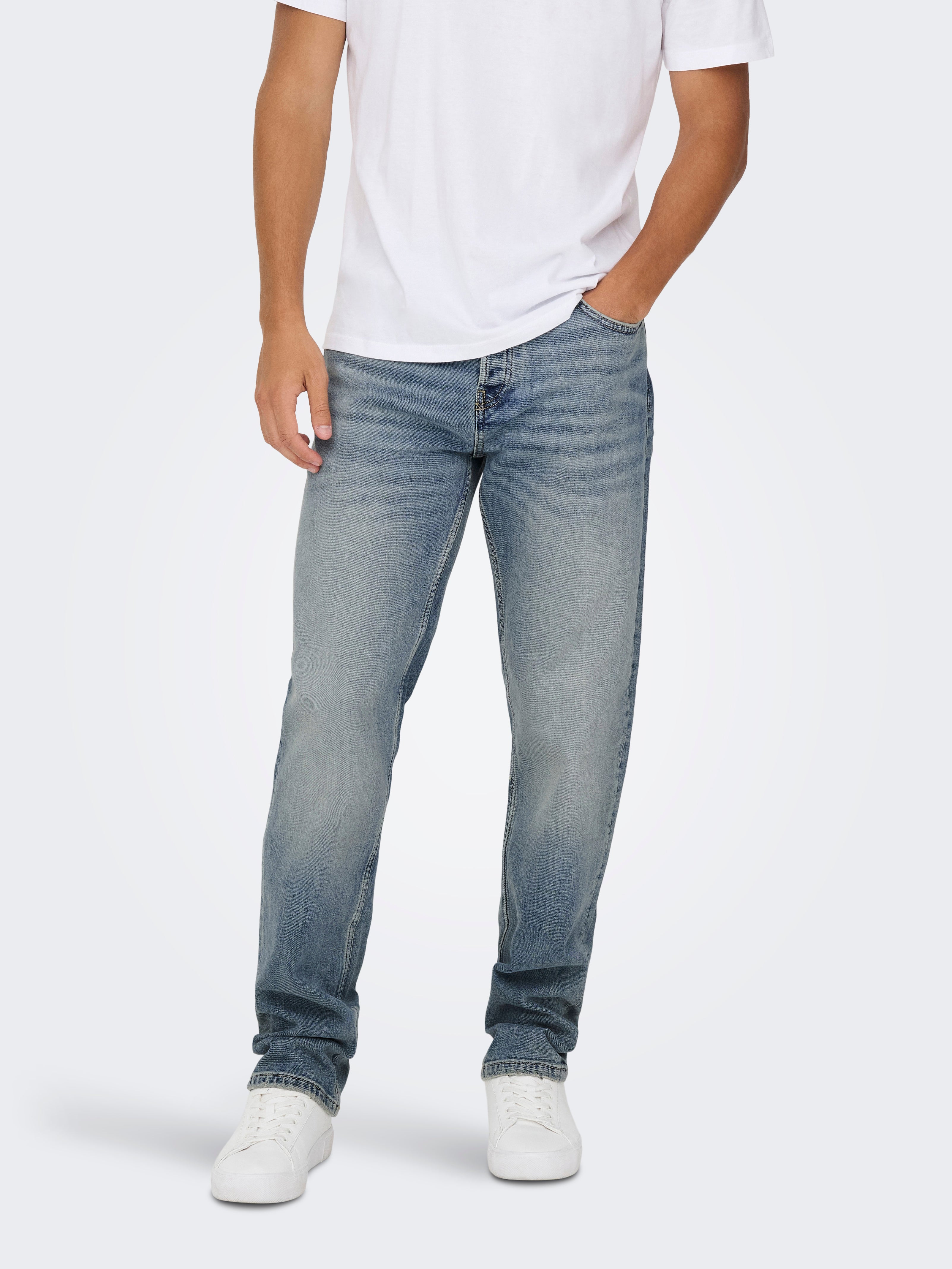 Onsedge Mittlere Taille Gerade Geschnitten Jeans