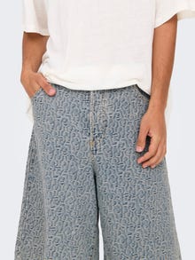 ONLY & SONS Kõrge vöökohaga alt lühenev lõige Keskmine vöökoht Lühikesed püksid (5 taskuga) -Light Blue Denim - 22034106