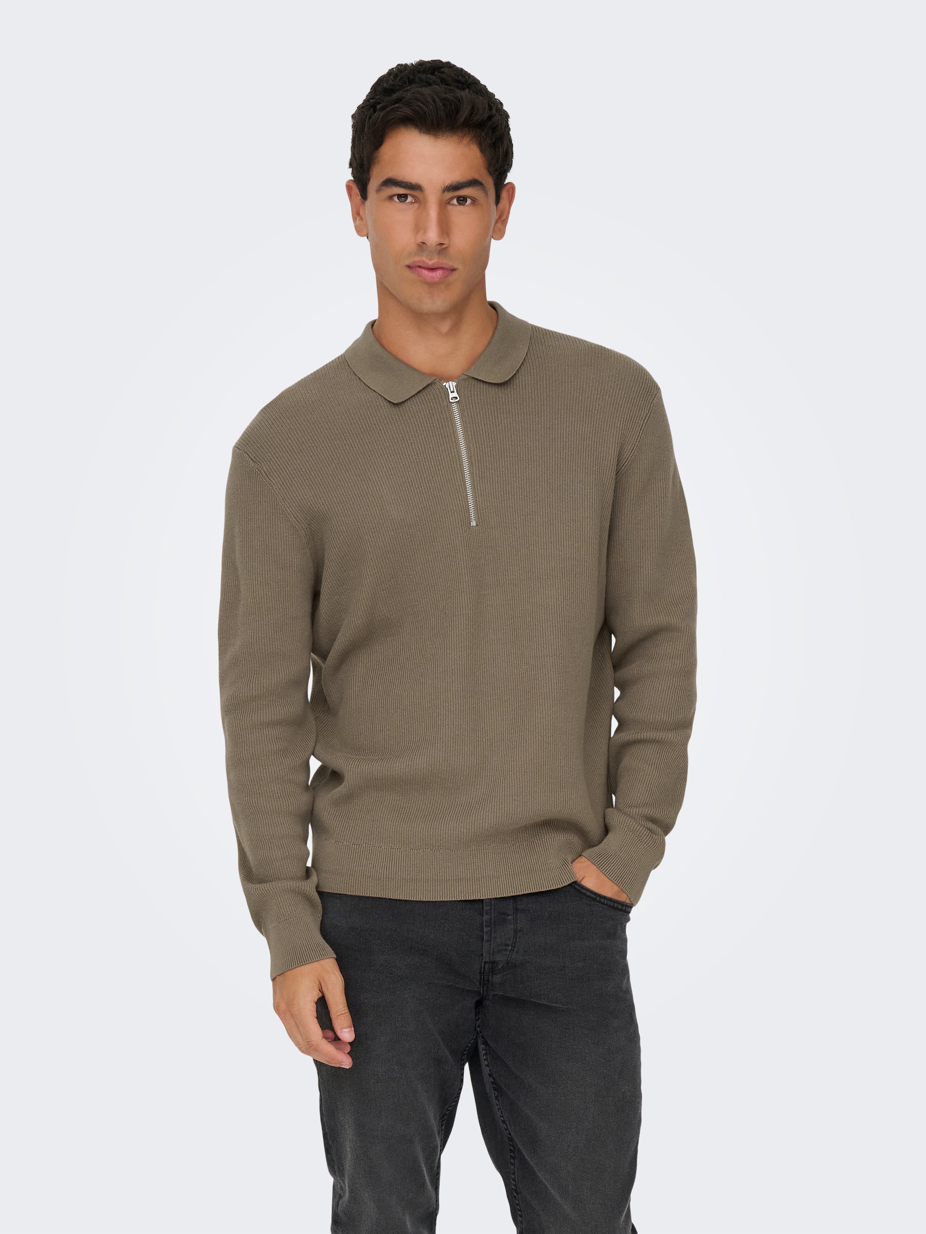 Onsphil Gestricktes Poloshirt