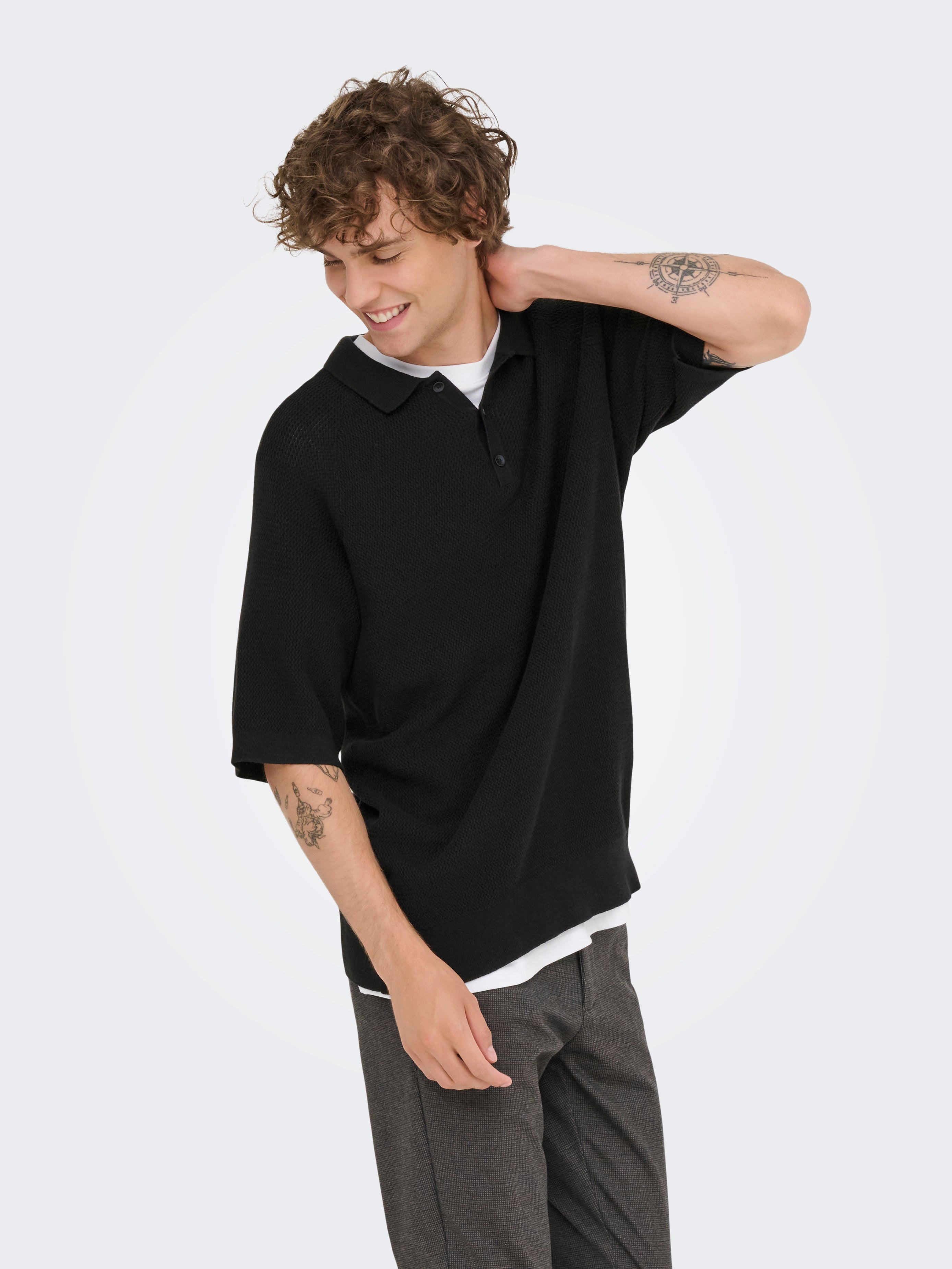 Onsjames Gestricktes Poloshirt