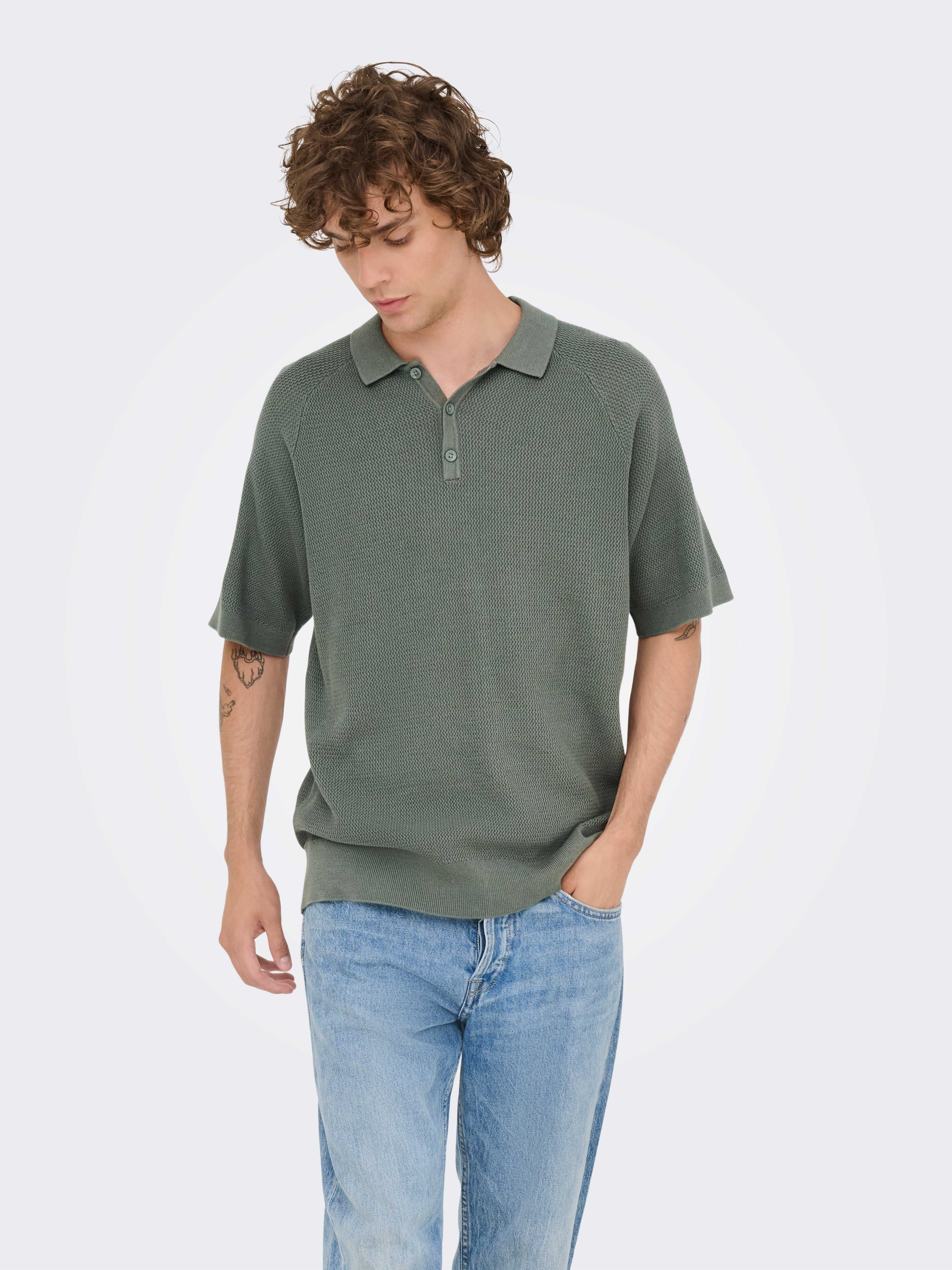Onsjames Gestricktes Poloshirt