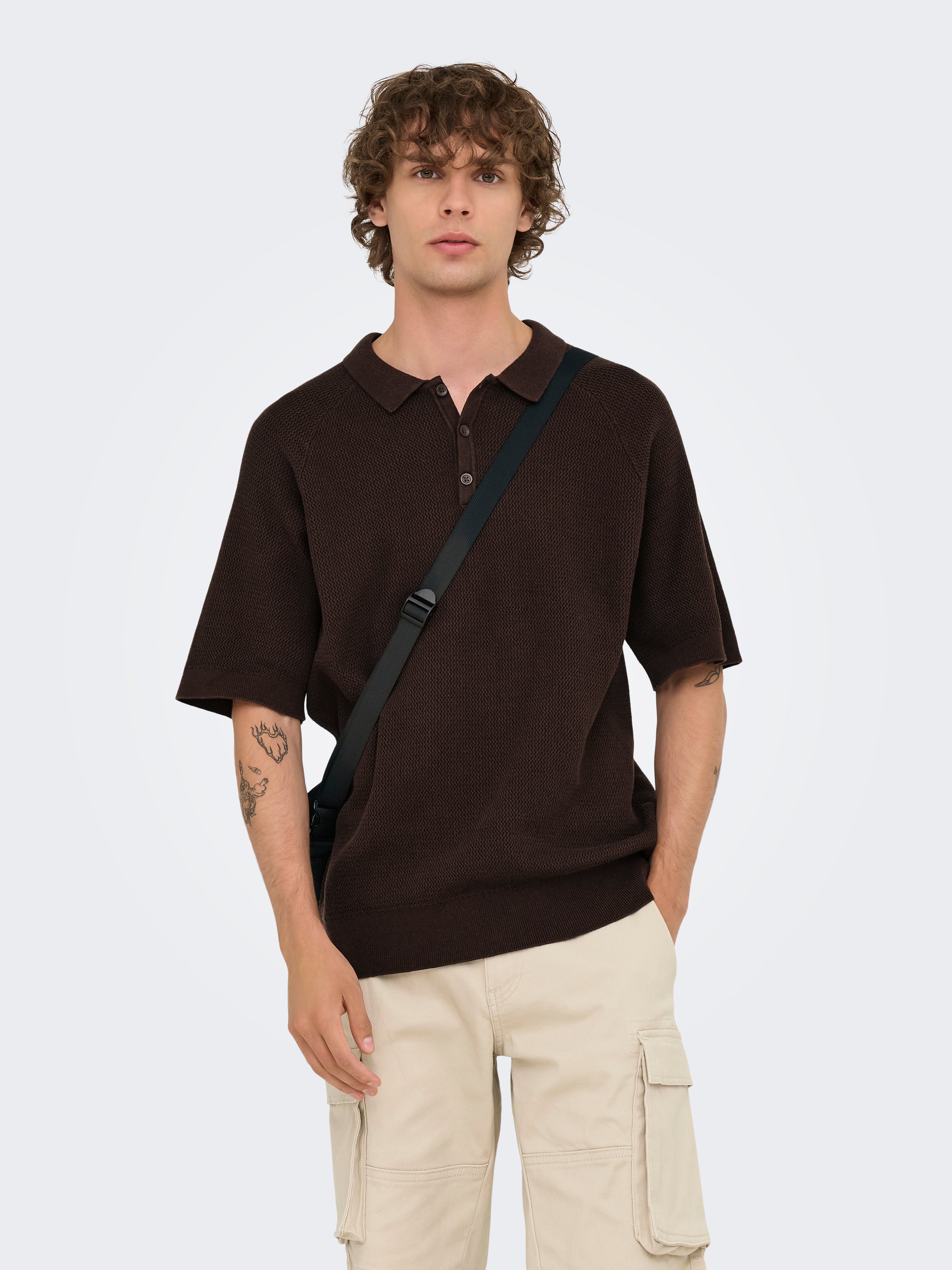 Onsjames Gestricktes Poloshirt