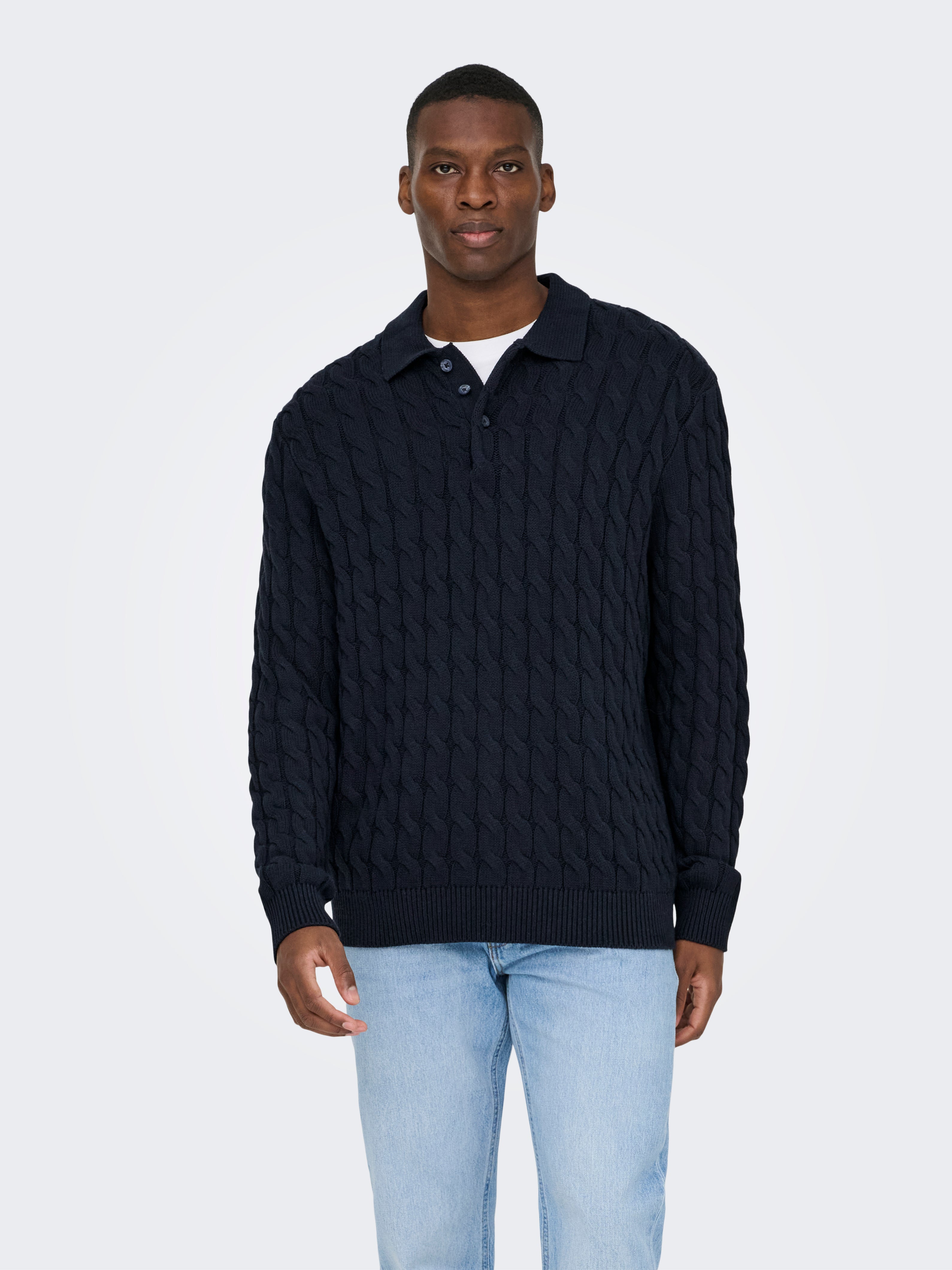 Onskicker Gestricktes Poloshirt